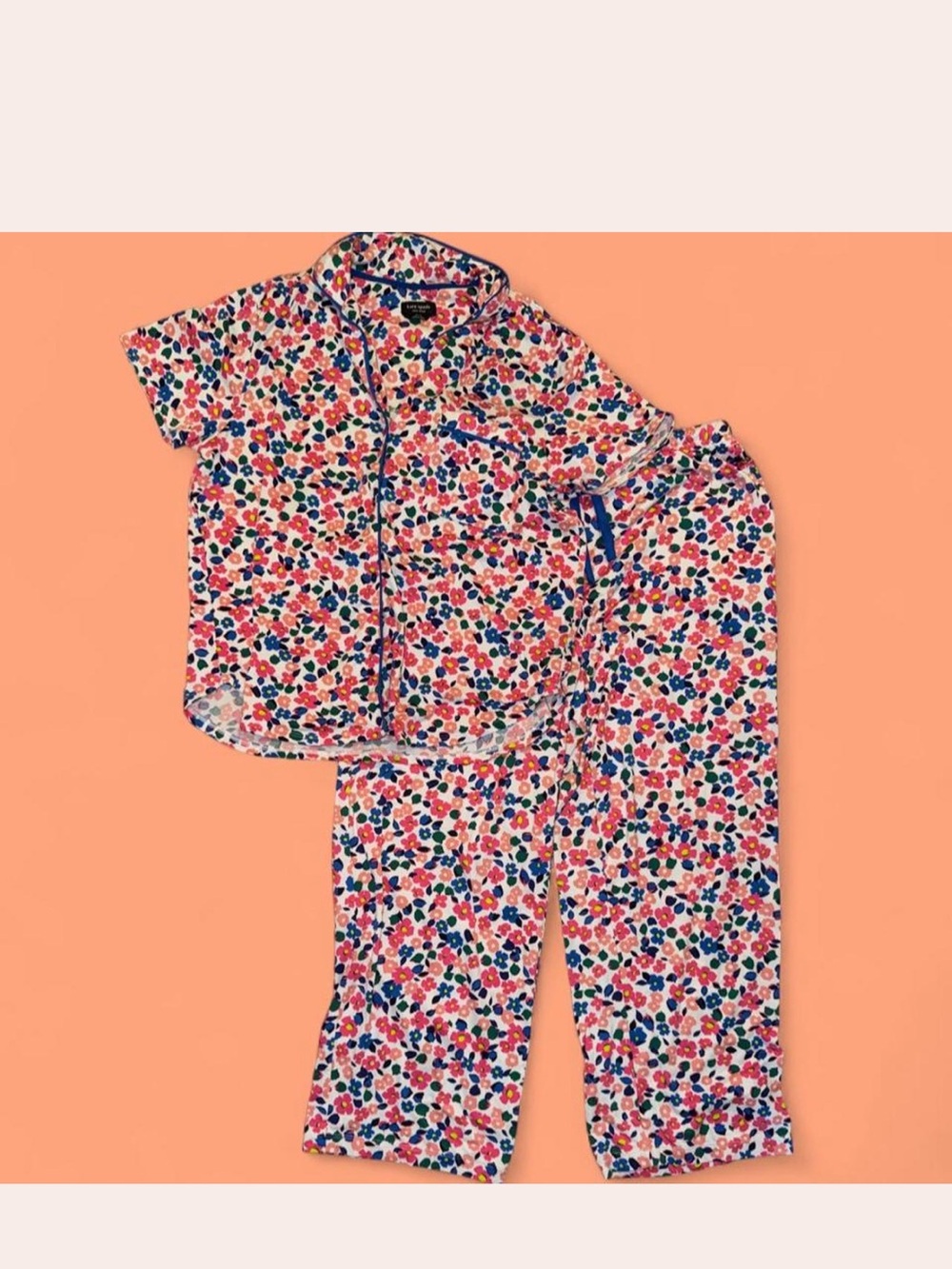 kate spade Floral Short-Sleeve Pajama Set - Pink, Blue, Green, Red